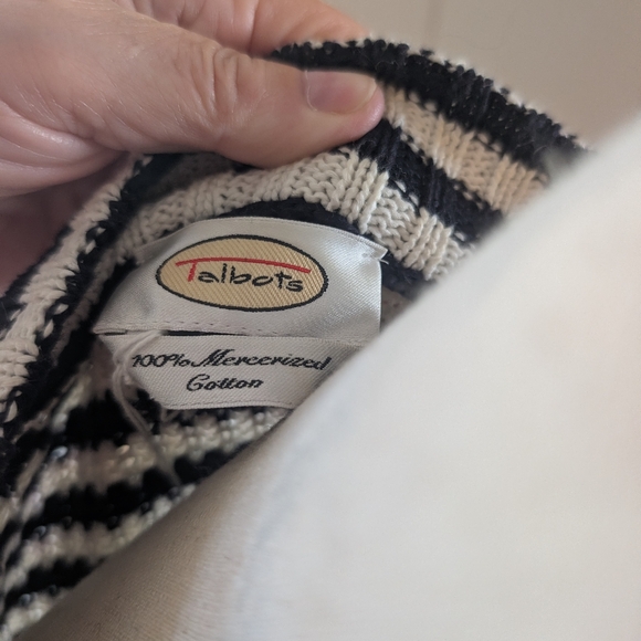 Talbots Navy and Cream Striped Cardigan - Picture 4 of 4